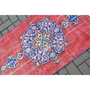 พรมตุรกี, พรมวินเทจขนาด 2.5x4.1 ฟุต, พรมขนสัตว์สีแดงไล่เฉด - Product Image 5