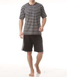 Conjunto de Pijama Corto Informal para Hombre, Cómodo y Transpirable, 100% Algodón, Tejido de Punto Jersey Teñido con Hilo - Product Image 1