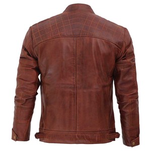 Veste en cuir rétro de motard de course pour hommes Veste en cuir classique de cavalier de moto de Brando vintage - Product Image 2