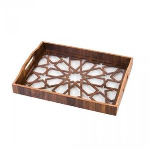 Dernier arrivage Plateau de service personnalisé Plateau avec poignée or pour Noël Hôtel Mariage Plateau de service alimentaire Plateau avec poignée - Product Image 5