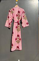 Gaun Kimono Katun Buatan Tangan India Kasual Berkerah V Lengan Panjang Motif Bunga untuk Liburan Pantai Musim Panas, Gugur, Semi - Bungkus Bikini
