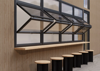 Ventana Plegable de Aluminio, Ventanas de Vidrio Plegables Verticales Americanas, Ventana Plegable con Rejilla Enrollable para Bares, Cafeterías