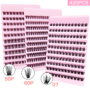 Asiteo 500 pz extension ciglia individuali da te aspetto naturale grappoli sottili con combinazioni 07pc-50pc-60pc ciglia arricciate - Product Image 1
