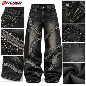 Custom <b>Mens</b> Straight Leg Jeans Washed Denim Streetwear Fit Wholesale Factory Low MOQ - Product Image 6
