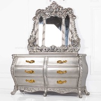 Commode moderne de luxe à 6 tiroirs avec miroir Meuble de maquillage en bois massif bon marché Meuble pour chambre à coucher Style design antique