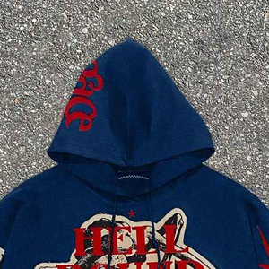 Personalizado Retro Momia Punk Imprimir Oversized Streetwear Hoodie Causal Manga larga & Drop Shoulder Pullover Hoodie Streetwear Moda - Product Image 3