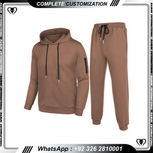 Ensemble pantalons de survêtement et sweat à capuche deux pièces d'hiver de haute qualité pour hommes surdimensionnés et lourds personnalisés survêtements à capuche pour hommes - Product Image 2