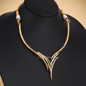 Elegante collar en forma de V para mujer, oro amarillo de 14kt con diamante redondo cultivado en laboratorio VVS, joyería de lujo moderna elegante - Product Image 2