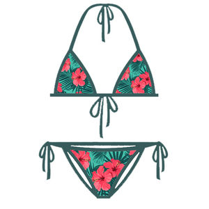 Conjunto de bikini de 2 piezas de color sólido de última moda, ropa de playa para nadar y bañarse de una pieza con sublimación de impresión digital de pantalla - Product Image 4