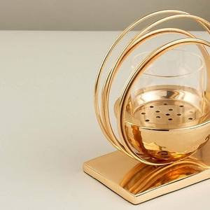 Brûleur d'encens moderne de luxe en métal et acrylique, or et argent, centre de table, décoration de mariage, cadeau pour le salon, ensemble de fête - Product Image 3