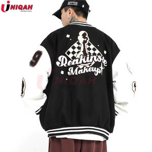 Veste bomber classique d'hiver pour homme, style varsity, manches en cuir premium, corps en laine, confortable et respirante - Product Image 2