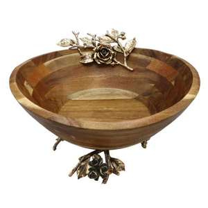 Bol en bois Antique pour la cuisine et la table à manger du restaurant décorer bols en bois de haute qualité avec poignée en laiton rose design - Product Image 1