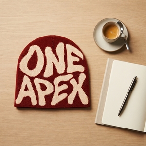 Burgundy Red Graphic Knit Beanie Hat Unisex <b>Winter</b> <b>Cap</b> Streetwear Headwear Custom Wholesale OEM Factory Premium Warm - Product Image 6
