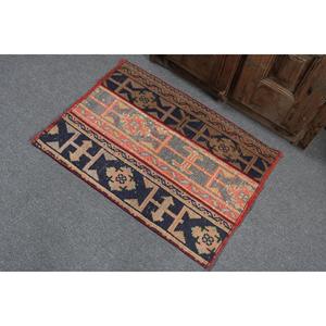 Alfombra Turca Vintage, Alfombra Pequeña de 2x2.8 pies, Alfombra Azul con Diseño Floral - Product Image 4