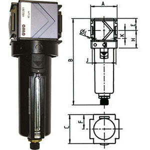 Filtre à air comprimé cylindrique Variobloc New 1/2 avec vidage manuel, modèle 3463GS - Product Image 1