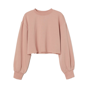 Eco-Friendly Women's Embroidered Fleece <b>Sweatshirt</b> <b>PINK</b> Breathable Windproof Polyester/Cotton 340g Winter Crew Neck Front - Product Image 1