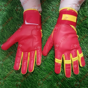 Guantes de Bateo de Béisbol con Ribete Azul y Amarillo, Guantes de Softbol de Cuero con Agarre Élite, Equipo Deportivo Personalizado Ecológico al por Mayor - Product Image 4