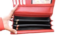 Dompet wanita motif Croco merah kulit asli dompet Flap dapat disesuaikan dengan slot kartu pribadi bergaya penutup Magnet