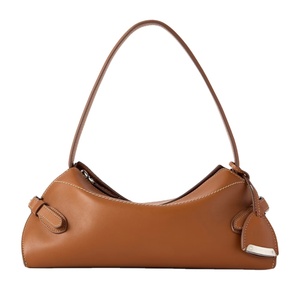 Sac fourre-tout en cuir véritable pour femme, qualité supérieure, minimaliste, marron, fermeture éclair, haute qualité, décontracté, quotidien - Product Image 1