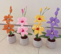 Penjualan laris 2025 pot bunga anggrek buatan tangan cantik hadiah Festival Dekorasi Rumah hadiah bunga rajut hadiah Crochet