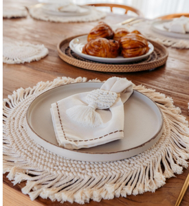 Serviettes et anneaux en coton macramé - Product Image 3