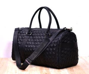 กระเป๋าเดินทางหนังแท้สีดำสไตล์วินเทจ รุ่นใหม่ สำหรับออกกำลังกาย ท่องเที่ยว ค้างคืน หรือกิจกรรมกลางแจ้ง พร้อมซิป 20 - Product Image 3