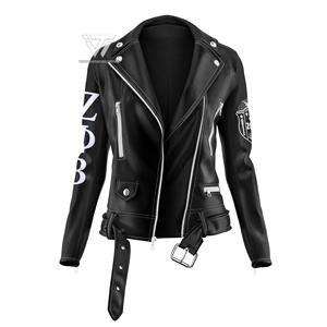 Personnalisé tout noir grec Zeta Phi Beta sororité vêtements 100% authentique en cuir audacieux moto course Moto femmes vestes - Product Image 1