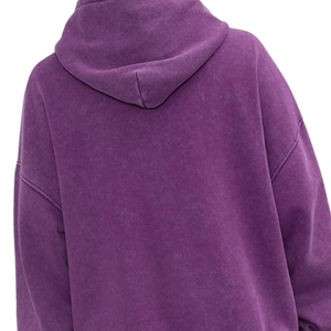 Sudadera con Capucha Morada Lavada al Ácido, Sudadera Holgada de Estilo Vintage, Felpa Suave, Ropa de Calle, Sudadera de Invierno para Hombre y Mujer - Product Image 6