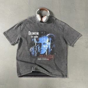 Poids lourd 100% coton personnalisé Boxy recadrée impression lavage à l'acide conception surdimensionné plaine Curling hommes t-shirts Style décontracté - Product Image 1