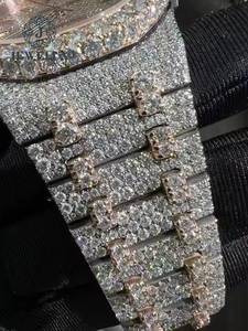 นาฬิกาควอตซ์เพชร VVS Moissanite สุดหรูพร้อมสายสแตนเลสสตีลนาฬิกาแฟชั่นแบบมีตะขอที่ซ่อนอยู่ - Product Image 4