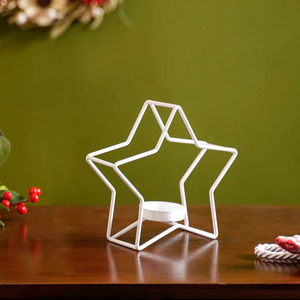 Juego de bandeja de tarro de vela de taza vacía de estrella de árbol de Navidad de Metal dorado como decoraciones para el hogar pintura en polvo portavelas de Navidad - Product Image 1