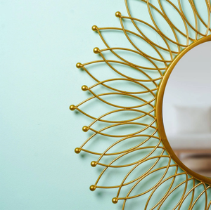 Modern Gold Iron <b>Wall</b> <b>Hanging</b> <b>Mirror</b> Eco-friendly Handmade Stylish Home Decor for Living Room Bedroom - Product Image 5