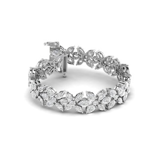 IGI Certified Marquise Floral Lab Grown Diamond Statement Bracelet in 14K Yellow / White / Rose Gold - Product Image 3