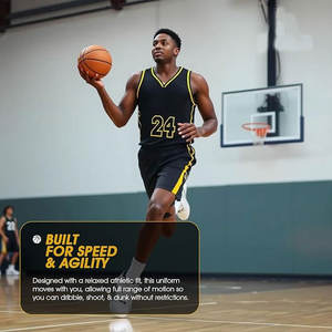 Ensemble de maillots de basket-ball sans manches pour hommes adultes personnalisables respirant haut en maille athlétique tenue de sport 3 pièces Kit Fan Jersey - Product Image 5