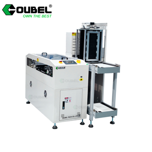 Déchargeur de magazine SMT à double voie avec réglage motorisé de la largeur de rail et rail indépendant pour le déchargement de PCB - Product Image 1