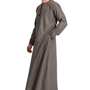 High Quality Traditional Muslim <b>Thobe</b> Thawb Arab <b>Men</b> Plus Size Breathable Polyester Embroidered Ankle Length Loose Fit Long - Product Image 1