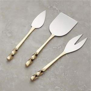 Juego de cuchillos para queso, rebanadora, mango trenzado chapado en oro de lujo, juego de cuchillos para queso de acero inoxidable, espátula para queso, esparcidor de mantequilla - Product Image 5