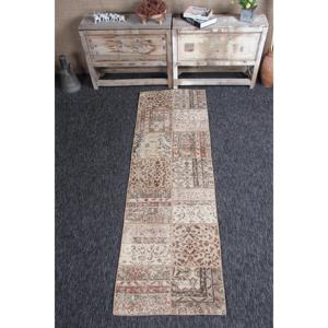 พรมตุรกีวินเทจ ขนาด 2.1x6.7 ฟุต (64x205 ซม.) ลายปะติดสีน้ำตาล - Product Image 1