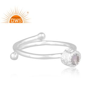 Anillo apilable de plata de ley con gema aguamarina natural, joyería personalizada - Product Image 3