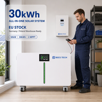 Système de Stockage d'Énergie Domestique Connecté au Réseau - 30kWh 51.2V 600Ah LiFePO4 avec Barre Lumineuse, Compatible avec Onduleur 50kW pour Maison Familiale, Stock UE