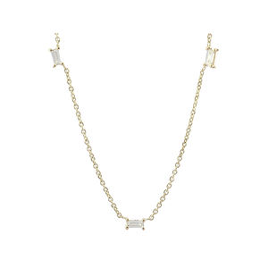 คอลเลกชันล่าสุด14K สร้อยคอทองคำแท้สร้อยคอเพชรบาแกตต์ธรรมชาติผู้ผลิตเครื่องประดับที่เรียบง่าย - Product Image 1