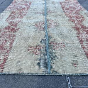 Tapis turc, tapis vintage 2,8x3,8 pieds, tapis en laine patchwork rouge et bleu - Product Image 5