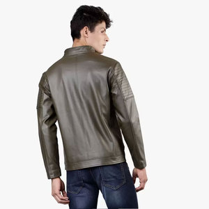 Veste en cuir à la mode pour hommes avec col montant couleur personnalisée High Street article frais teint en état neuf pour l'hiver - Product Image 4