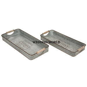 Plateau de service galvanisé pour décoration de mariage, forme ronde, fait à la main, meilleure vente Designer de luxe en gros, plateau de service en métal - Product Image 2