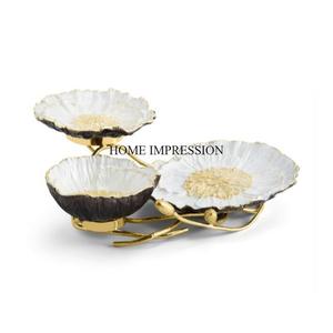 Diseñador de flores fundidas de aluminio Aspecto moderno único Desechable Ecológico Suministro de tazón Base de brotes chapados en oro Soporte competitivo - Product Image 3