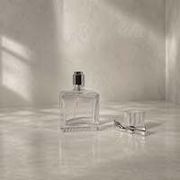Flacon pulvérisateur de parfum en verre transparent de 25 ml, 35 ml, 50 ml, forme galet, avec bouchon à vis, pompe en aluminium et nœud papillon ABS