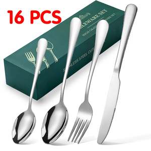 Ensemble de couverts en acier inoxydable de luxe doré réutilisable, personnalisé, fourchette, cuillère, couteau pour mariage, cuisine, compatible lave-vaisselle, offre de réduction - Product Image 6