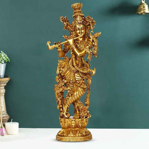 Ídolo de Krishna de latón hecho a mano para el Templo del hogar y Puja diaria Perfecto para decoración espiritual y regalos Calidad de exportación disponible - Product Image 5