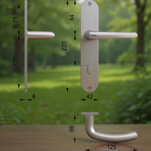 Juego de manillas para puertas y ventanas Denver E1310Z/302 de acero inoxidable con placa larga F69 OB 72 mm DIN Izquierda/Derecha HOPPE - Product Image 3