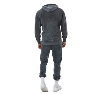 Survêtements épais pour hommes personnalisés, survêtement 2 pièces pour hommes, survêtement noir vintage délavé à l'acide - Product Image 3